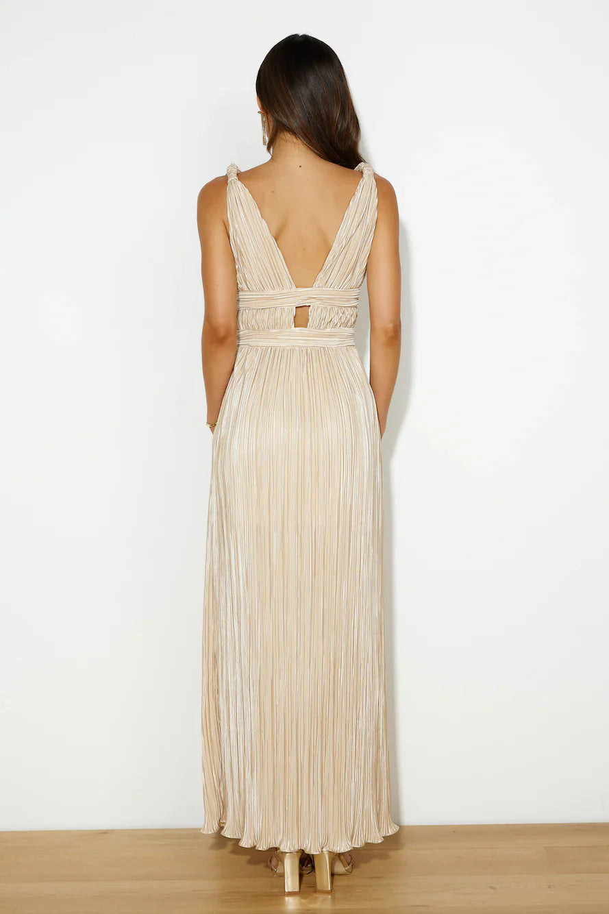 Plisse Magic Maxi Dress Beige