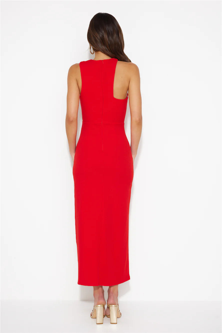 Girl In The Shadow Midi Dress Red