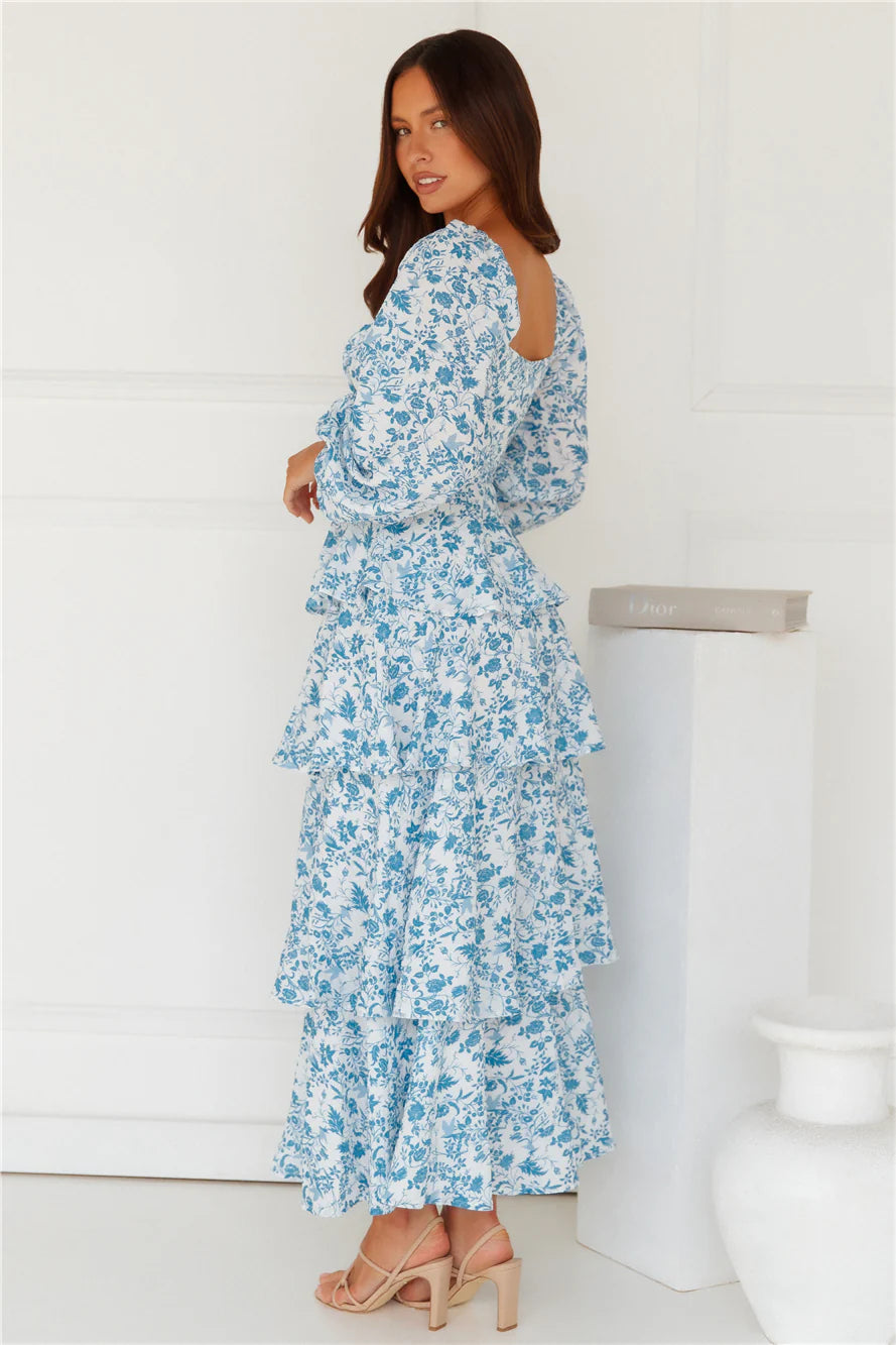 Pick Of The Day Long Sleeve Maxi Dress Blue