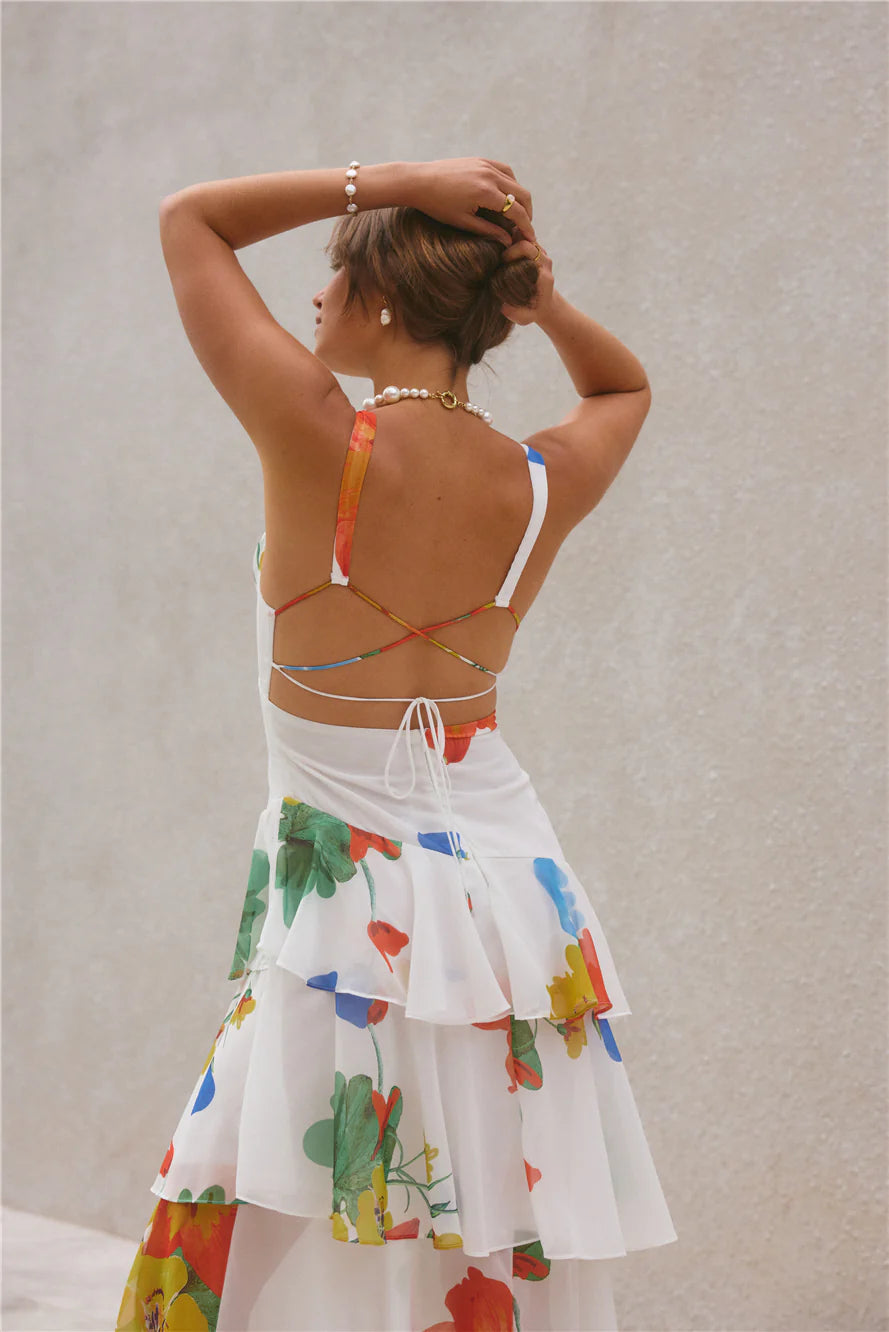 Rosewater Reverie Maxi Dress White