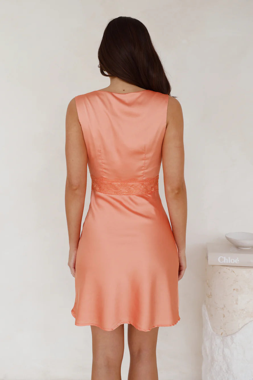 Smooth Seduction Satin Slip Dress Orange