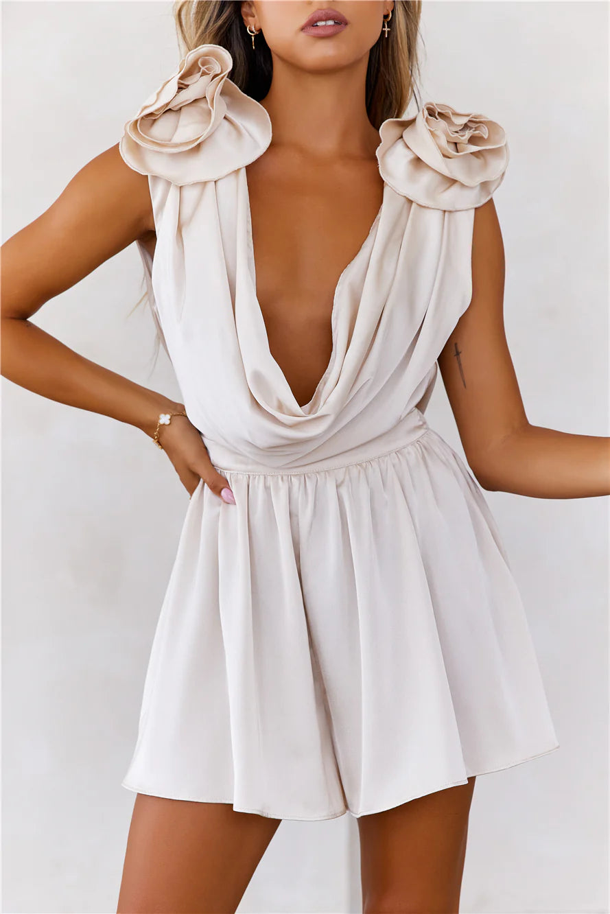 Two Roses Romper Beige