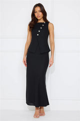 Days In Linen Blend Top Black